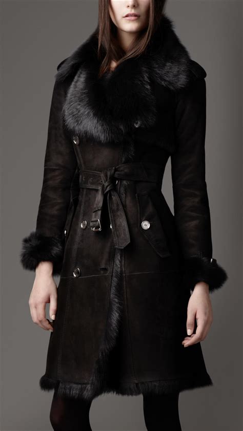 burberry black shearling cara|burberry coats for women.